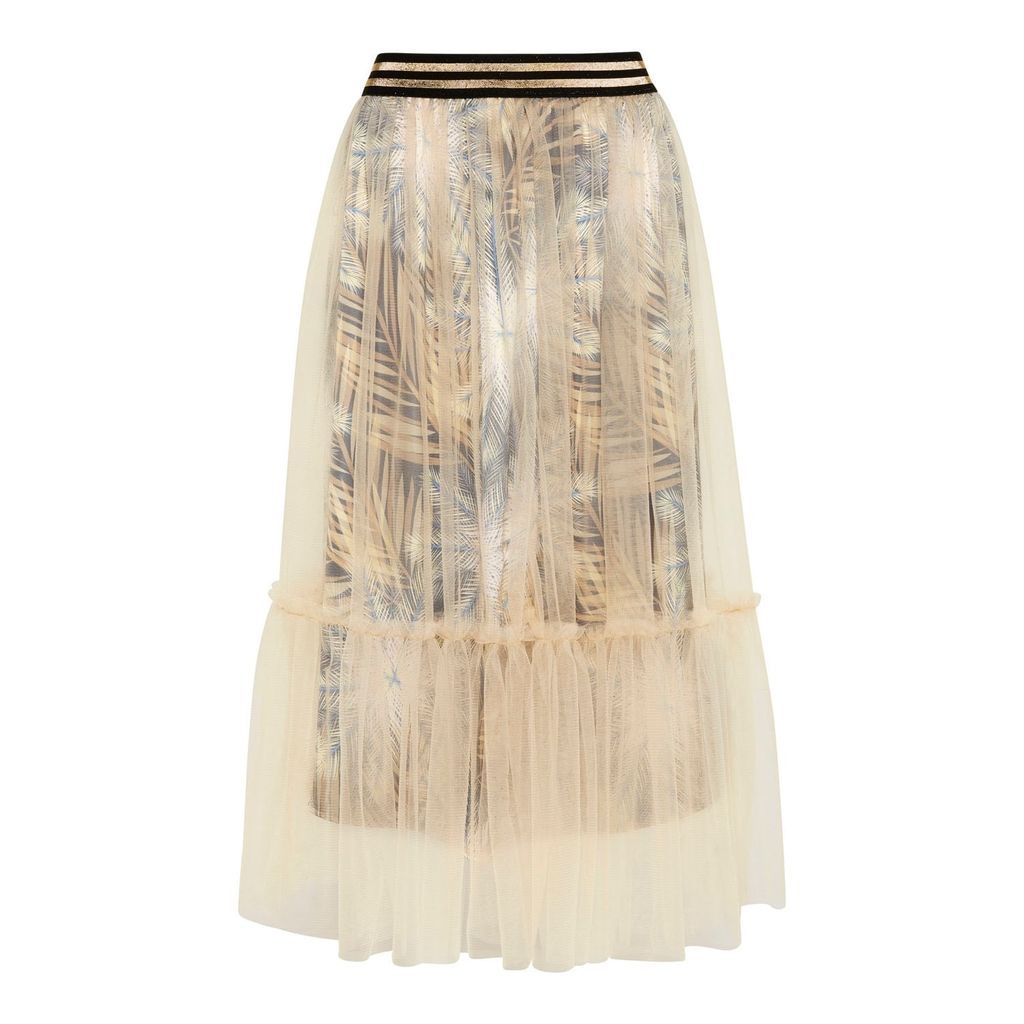 Rebecca J Mills Designs - Tulle Skirt With Tropical Printed Satin Tier