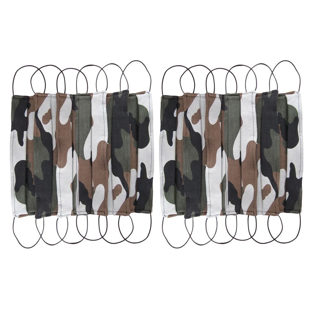 Rumour London - Pack Of 12 Protective Reusable Face Masks With Filter Pocket In Camouflage