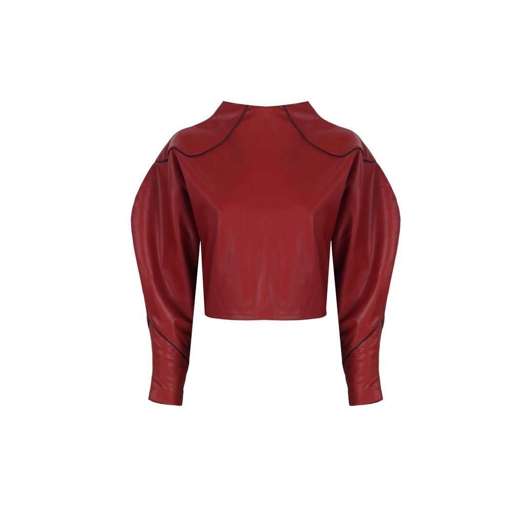 Mirimalist - Angle Open Back Top In Red Leather