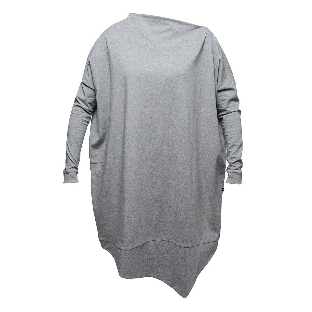 NON+ - NON478 Asymmetric Tunic Dress With Long Sleeves - Grey