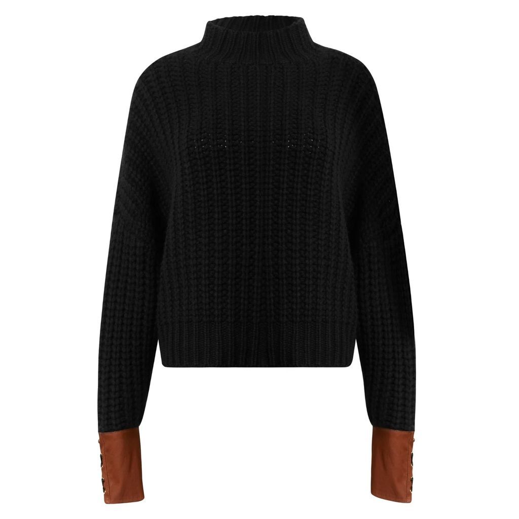 SKIIM Paris - Hero Cropped Cashmere Leather Sweater - Black