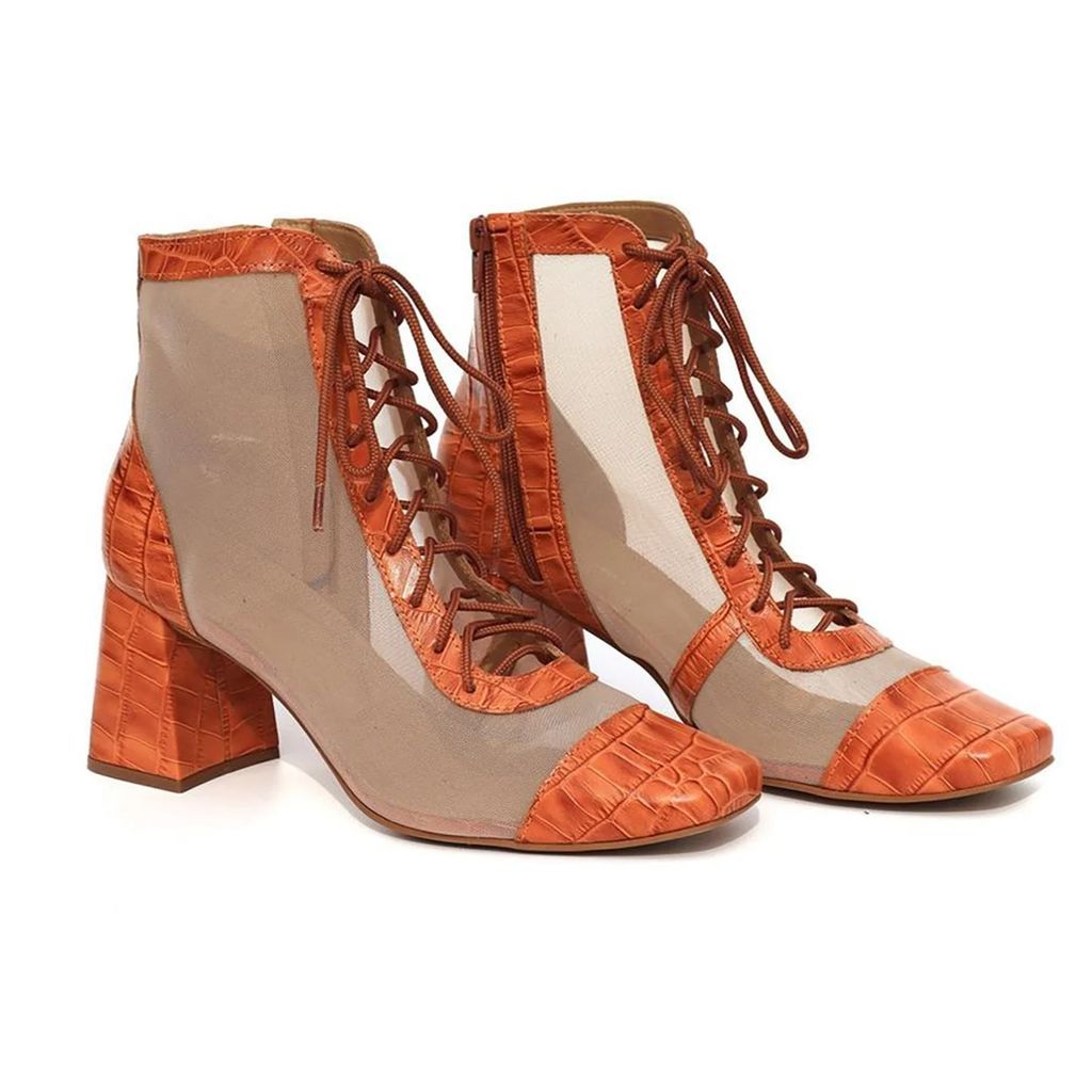 Juliana Heels - Manhattan - Orange Ankle Boots Block Heels