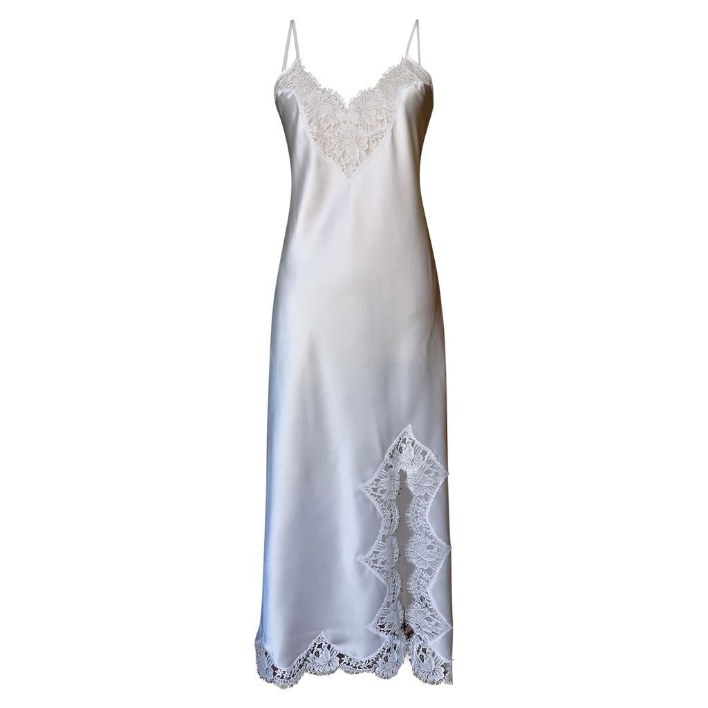 Natalie Begg - Long Silk Slip With Scalloped French Lace Ivory