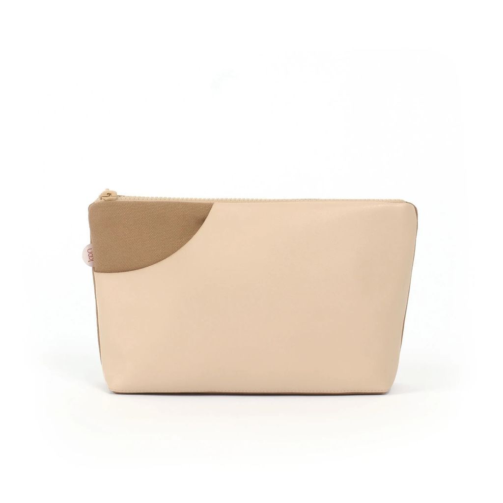 Joon - Canvas Faux Leather Accesory Pouch Camel