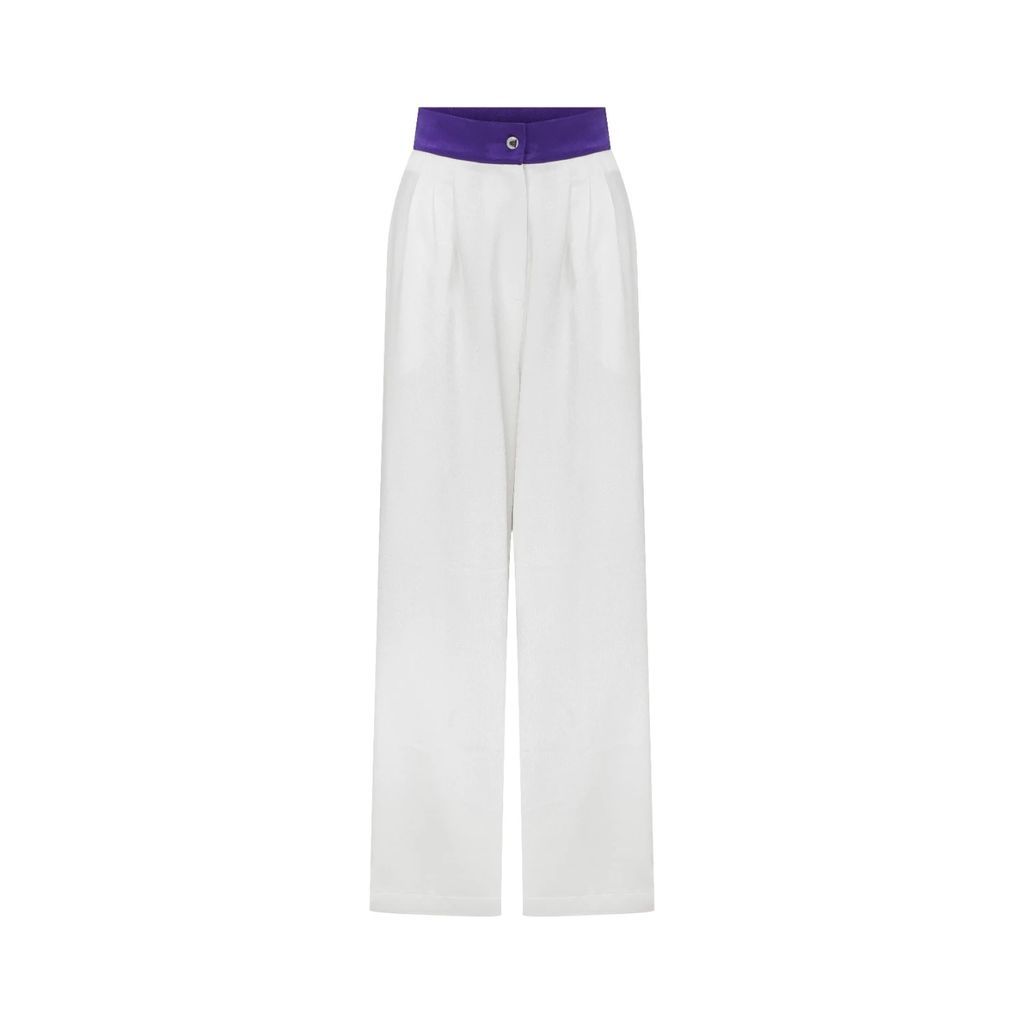 kith & kin - Purple waistband White Loose Fit Pants