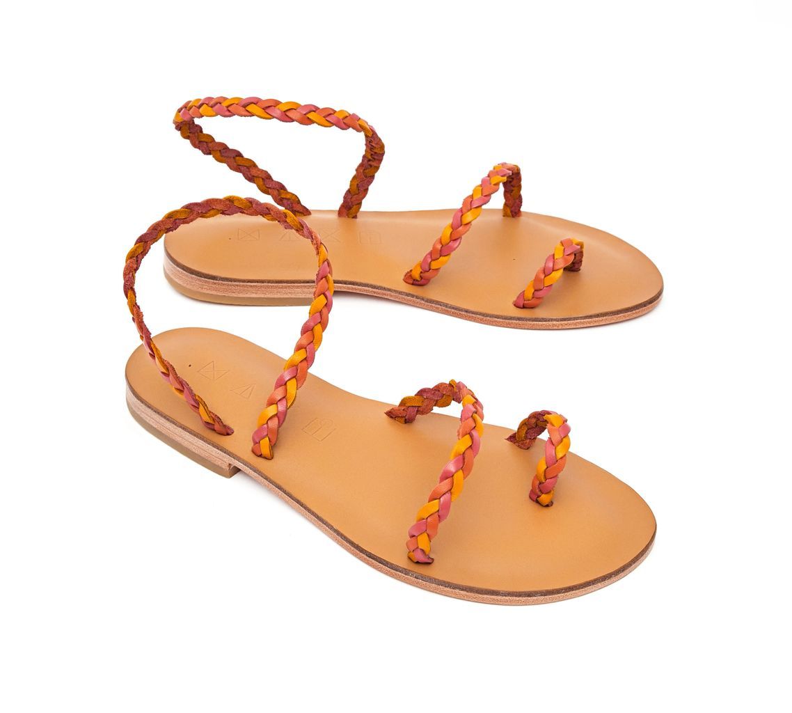 Maki Sandals - Salt Leather Flat Sandals - Sunset