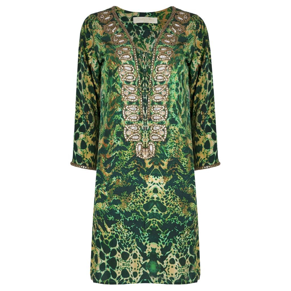 Sophia Alexia - Emerald Leopard Silk Taj Kaftan