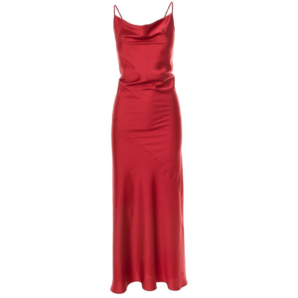 ROSERRY - Tulum Satin Ankle Dress In Red