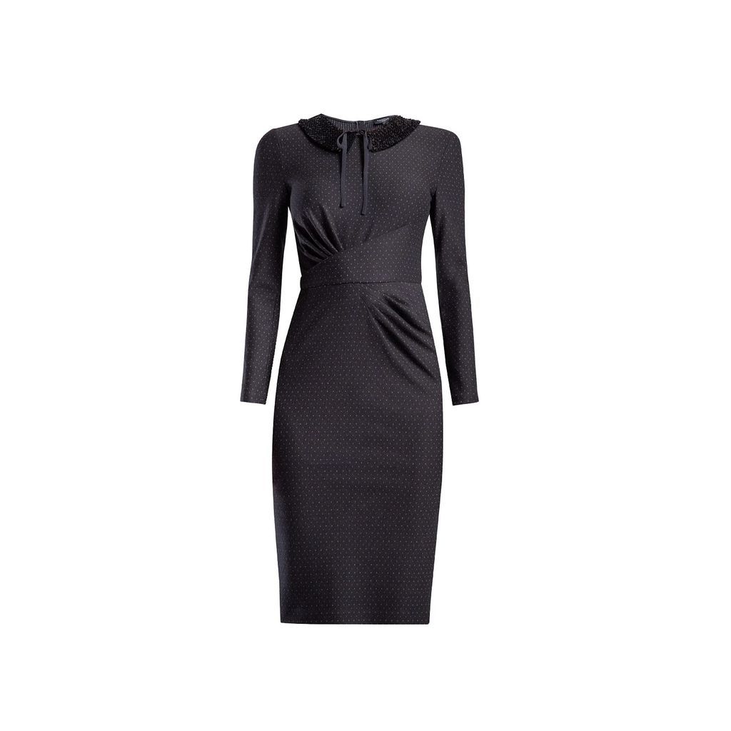 Rumour London - Rebecca Black Soft Jersey Dress With Waistline Drapes And A Detachable Collar