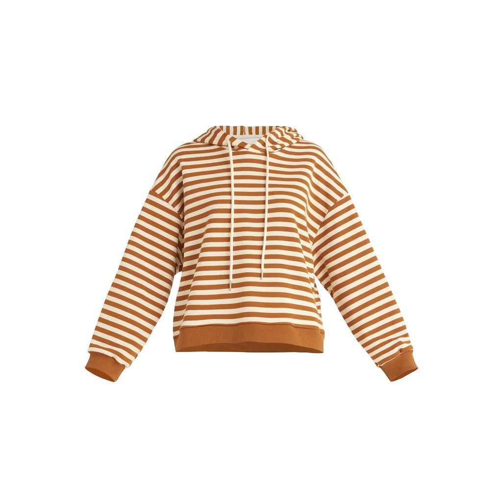 PAISIE - Striped Hoodie In Camel & Cream