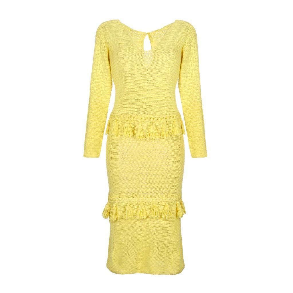 Thierra Nuestra - Carnaval Yellow Hand-Crocheted Midi Dress