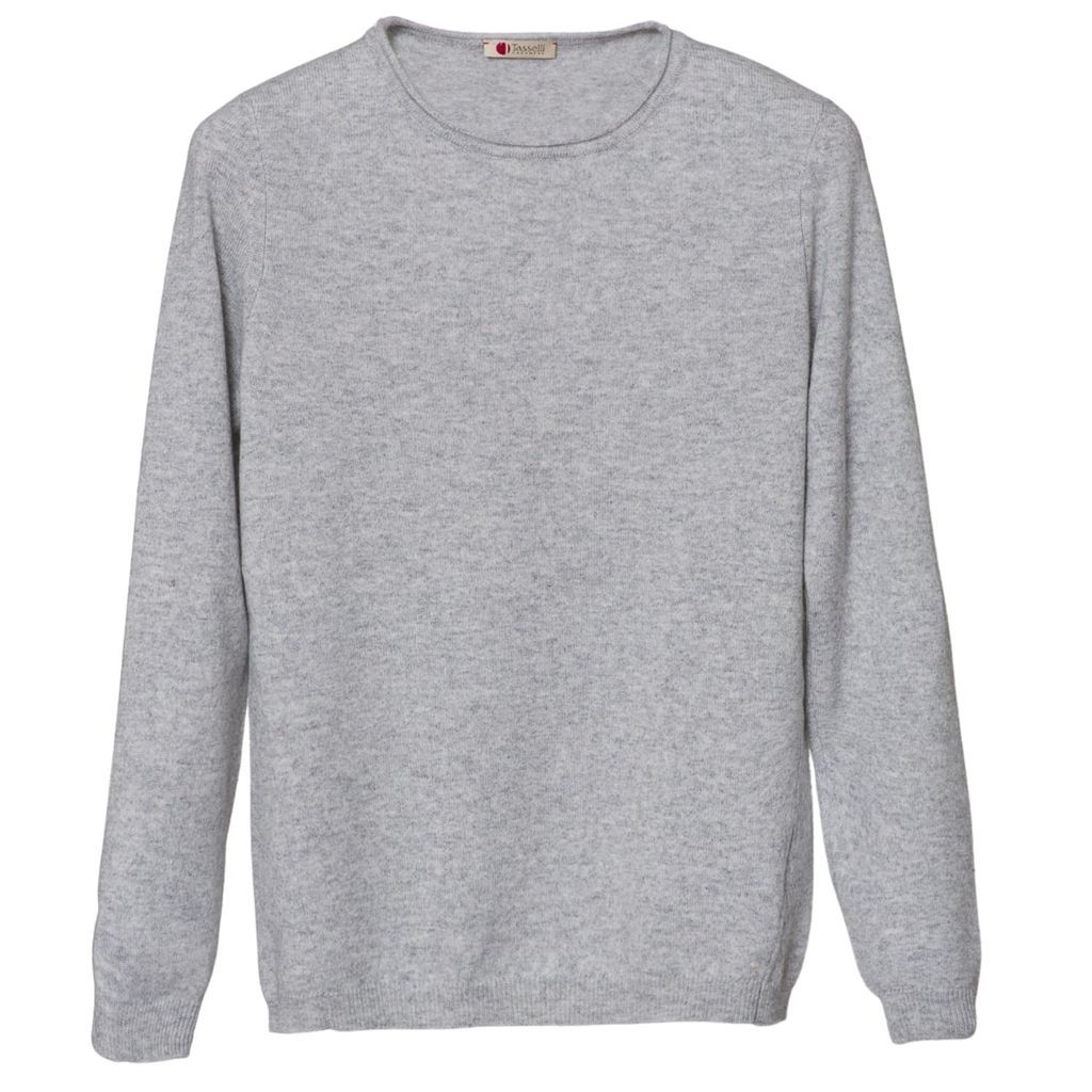 Tasselli Cashmere - Pure Cashmere Round Neck Sweater Grey