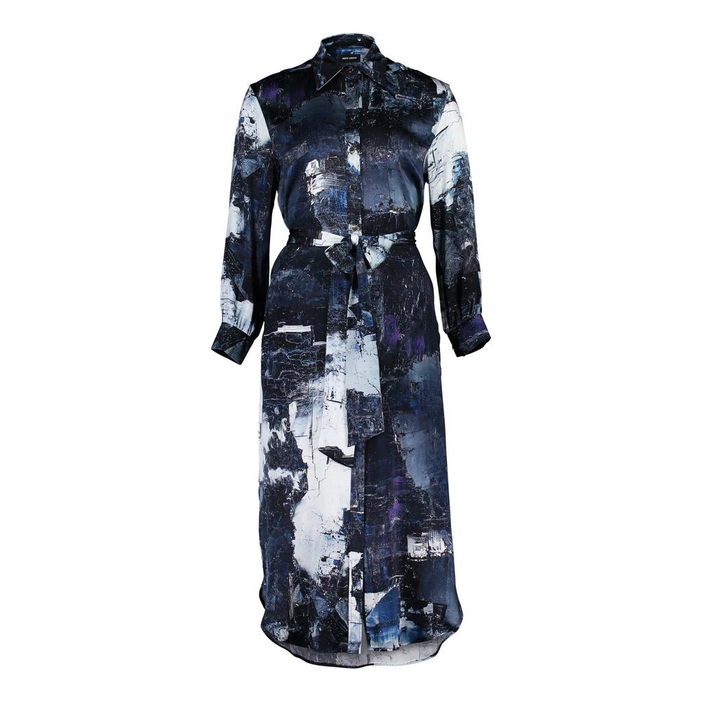 Märta Larsson - Harry Galena Abstract 100% Silk Midi Shirt Dress