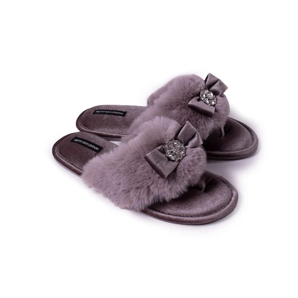 Pretty You - Amelie Toe Post Slipper With Diamante Detail In Mink