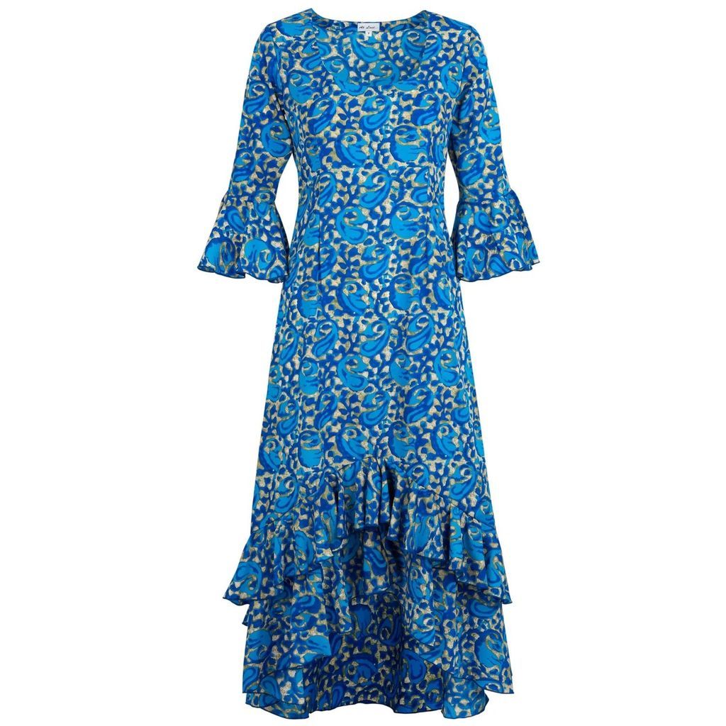 At Last. - Victoria Midi Dress Royal Blue Swirl