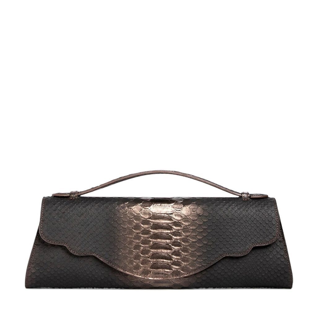 Thale Blanc - Audrey Snake Embossed Pewter Clutch Bag