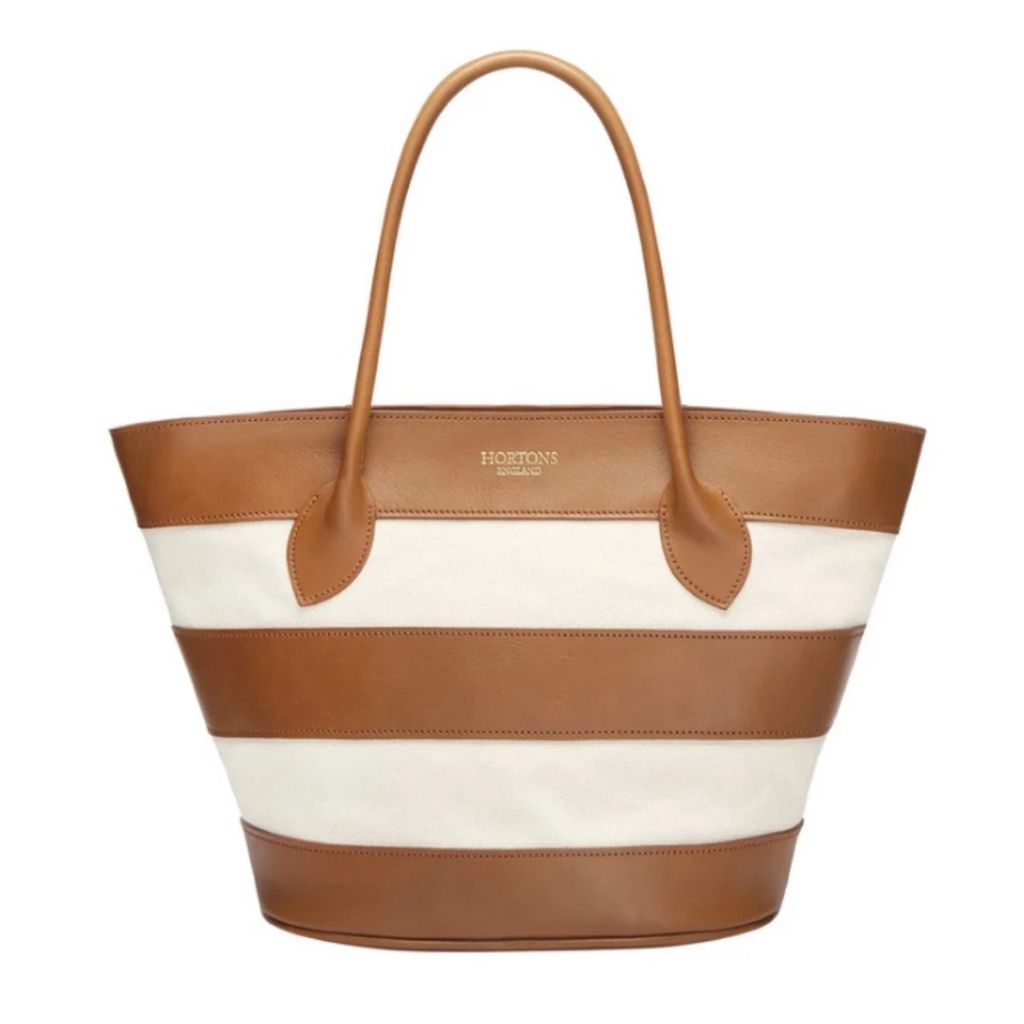 Hortons England - Henrietta Striped Leather Tote Bag - Brown