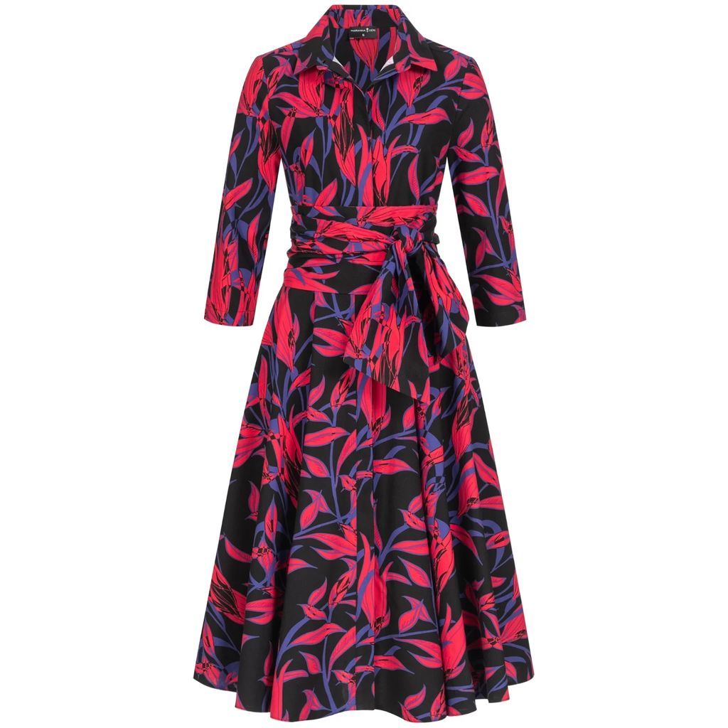 Marianna Déri - Shirtdress With Tie Belt & Leaves Print