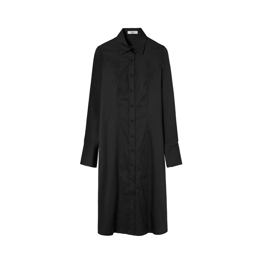 A LINE - Black Long-Sleeve Fitted Shirtdress