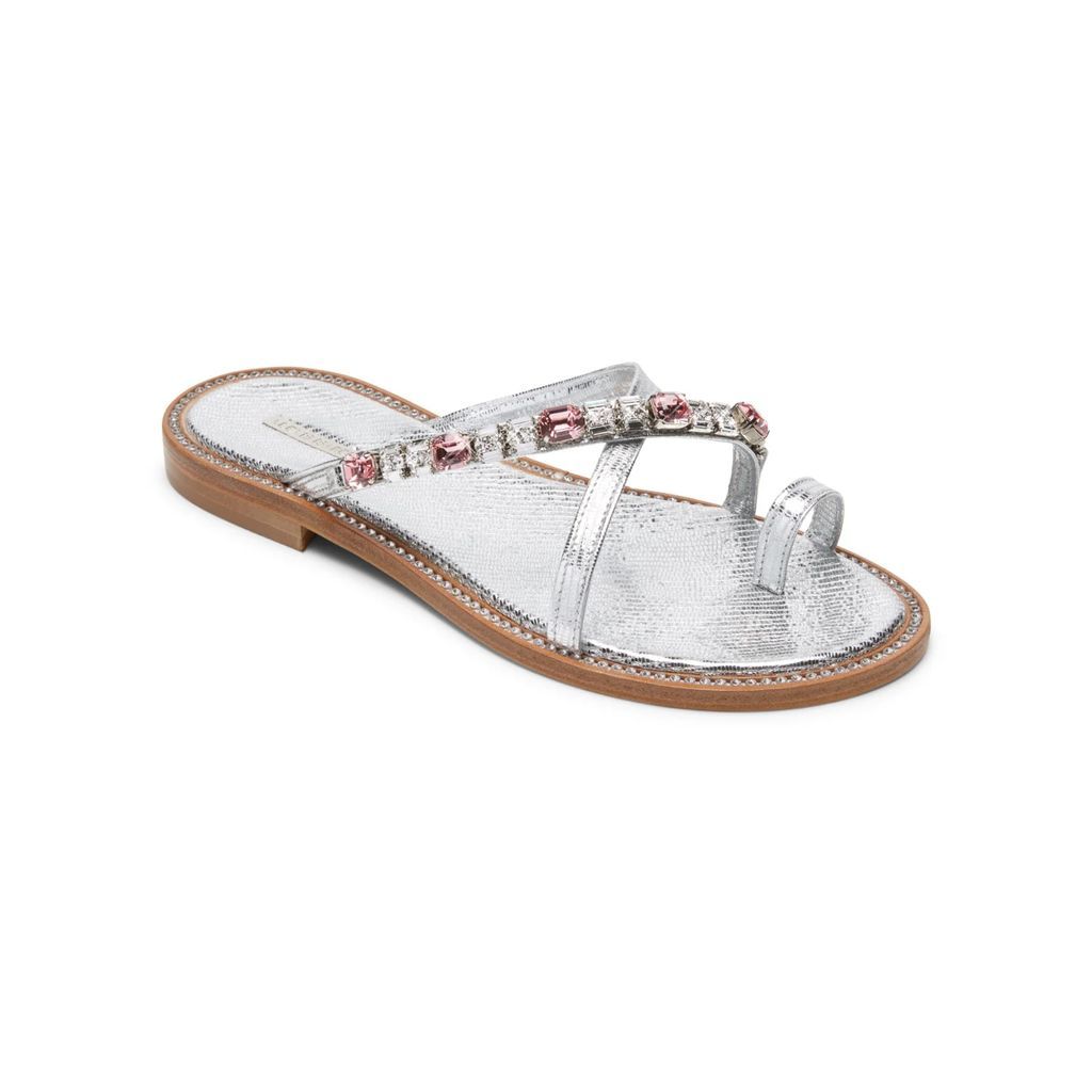 Alexis Isabel - Alma Silver Sandals With Crystal Jewels