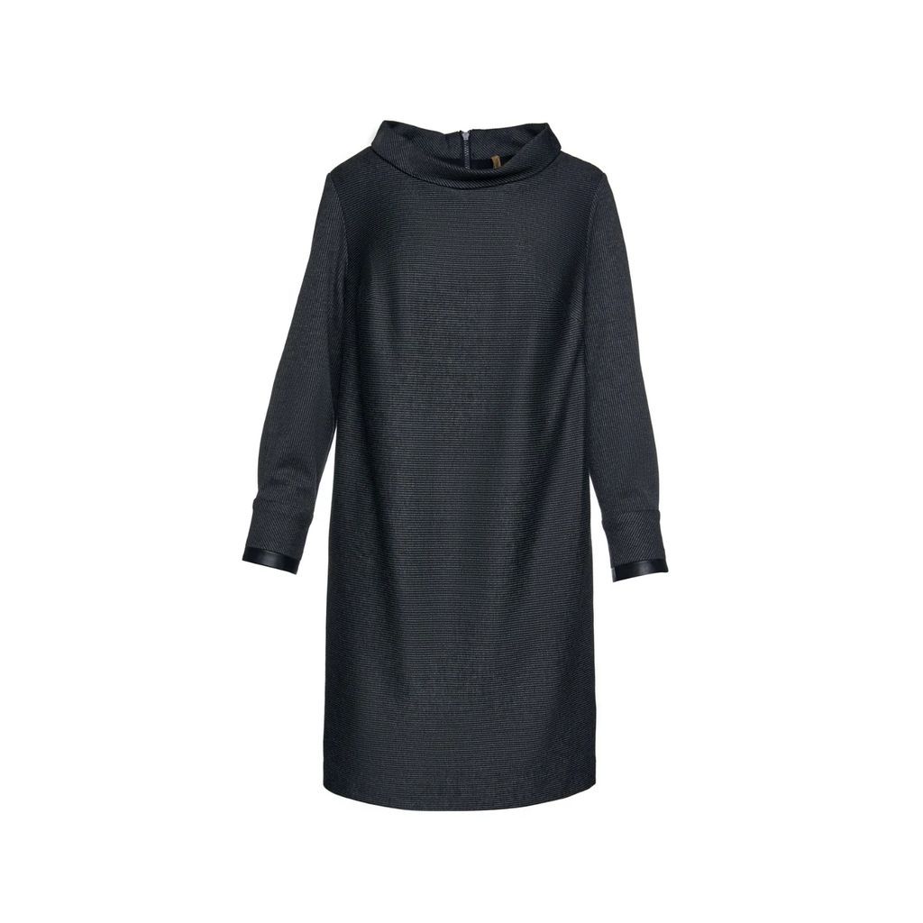 Conquista - Casual H-Line St & Collar Long Sleeve Midi Dress