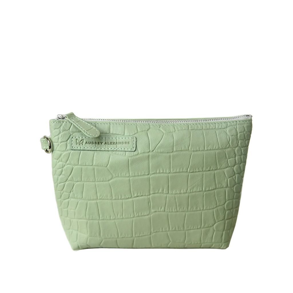 AUDREY ALEXANDRE - Almond Green Croco Leather Clutch Bag