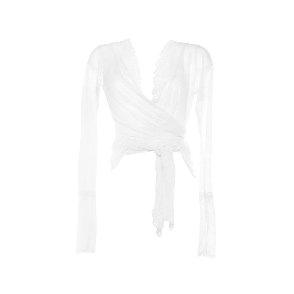 Demery Jayne International - Lace Kimono In Sea Salt White- White