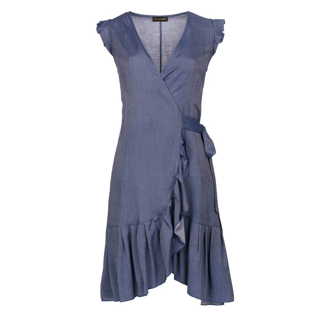 Conquista - Blue Denim Style Wrap Dress