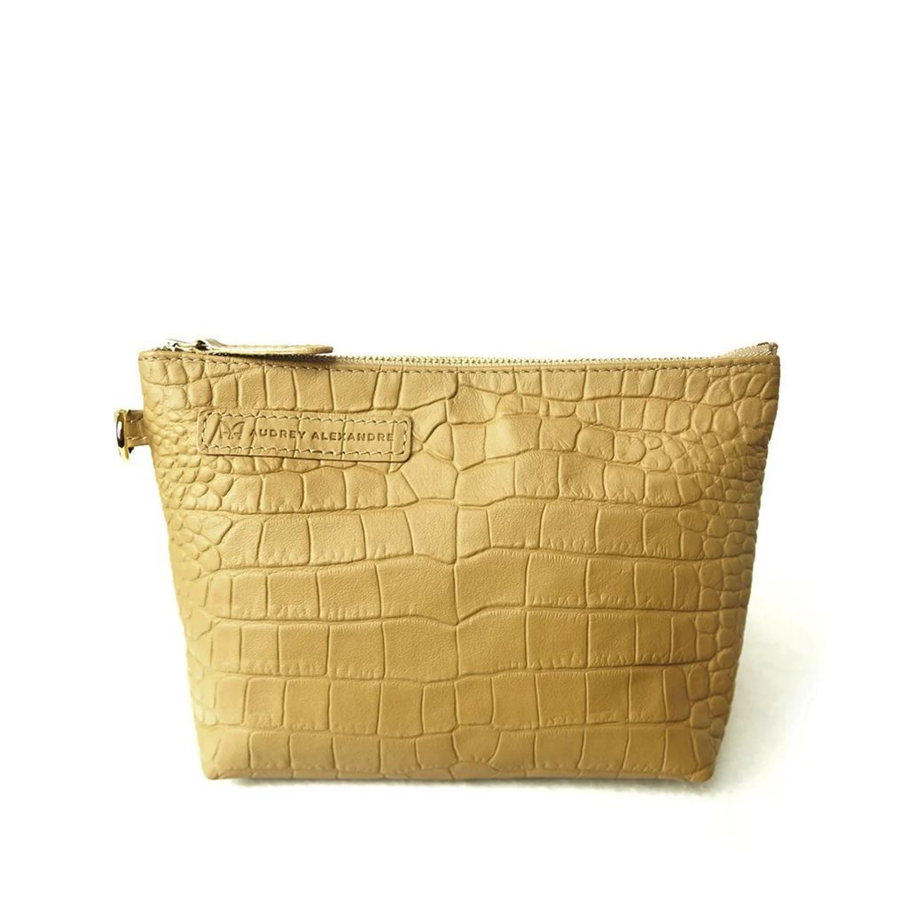 AUDREY ALEXANDRE - Beige Topaz Croco Leather Clutch Bag