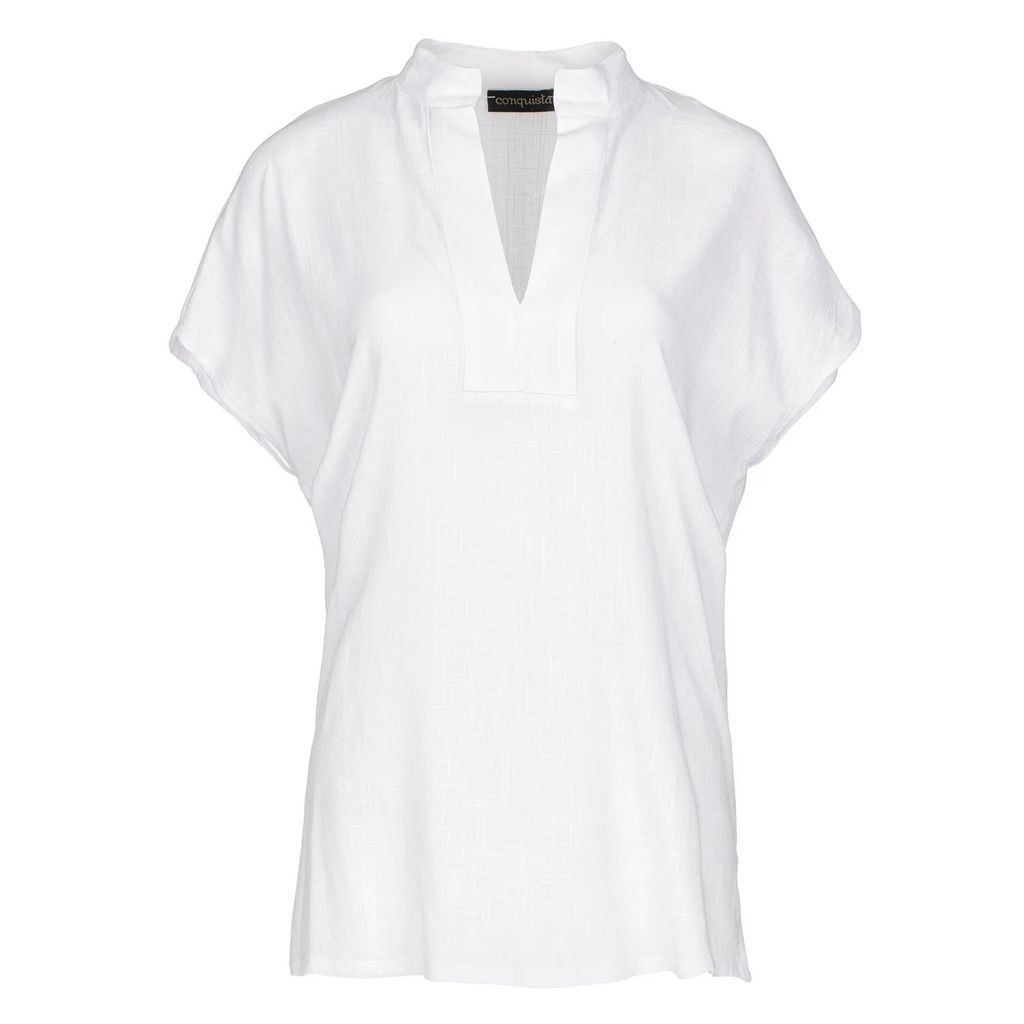 Conquista - White Linen Style Sleeveless Top