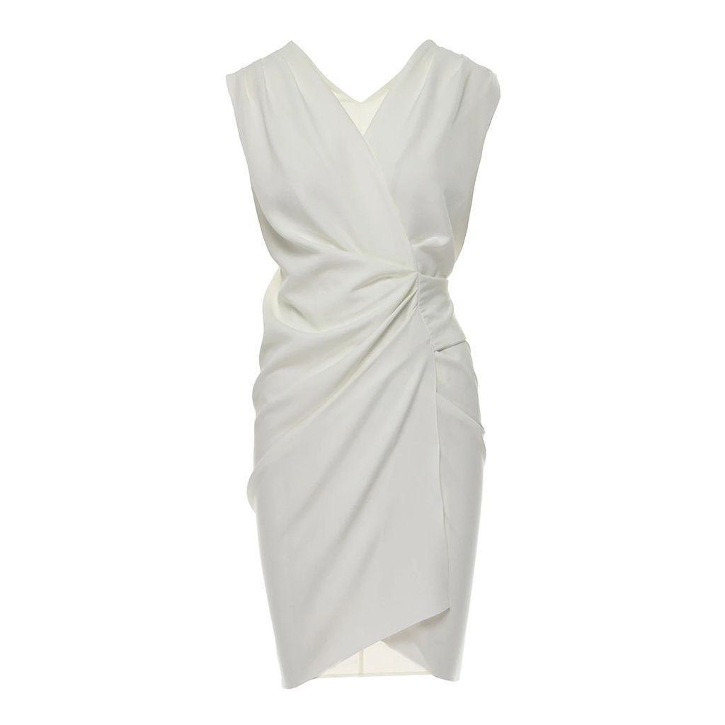 BLUZAT - Wrapped Midi White Dress