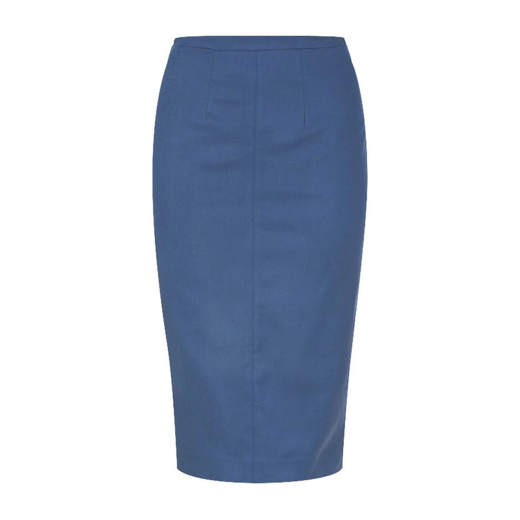 Conquista - Navy Fitted Midi Skirt
