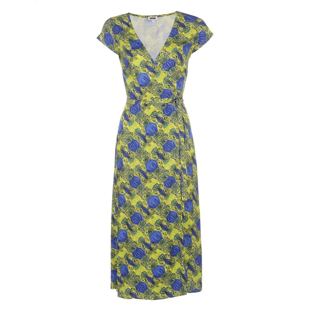 IN OUR NAME - Azurki Lenzing™ Ecovero™ Yellow Print Midi Wrap Dress