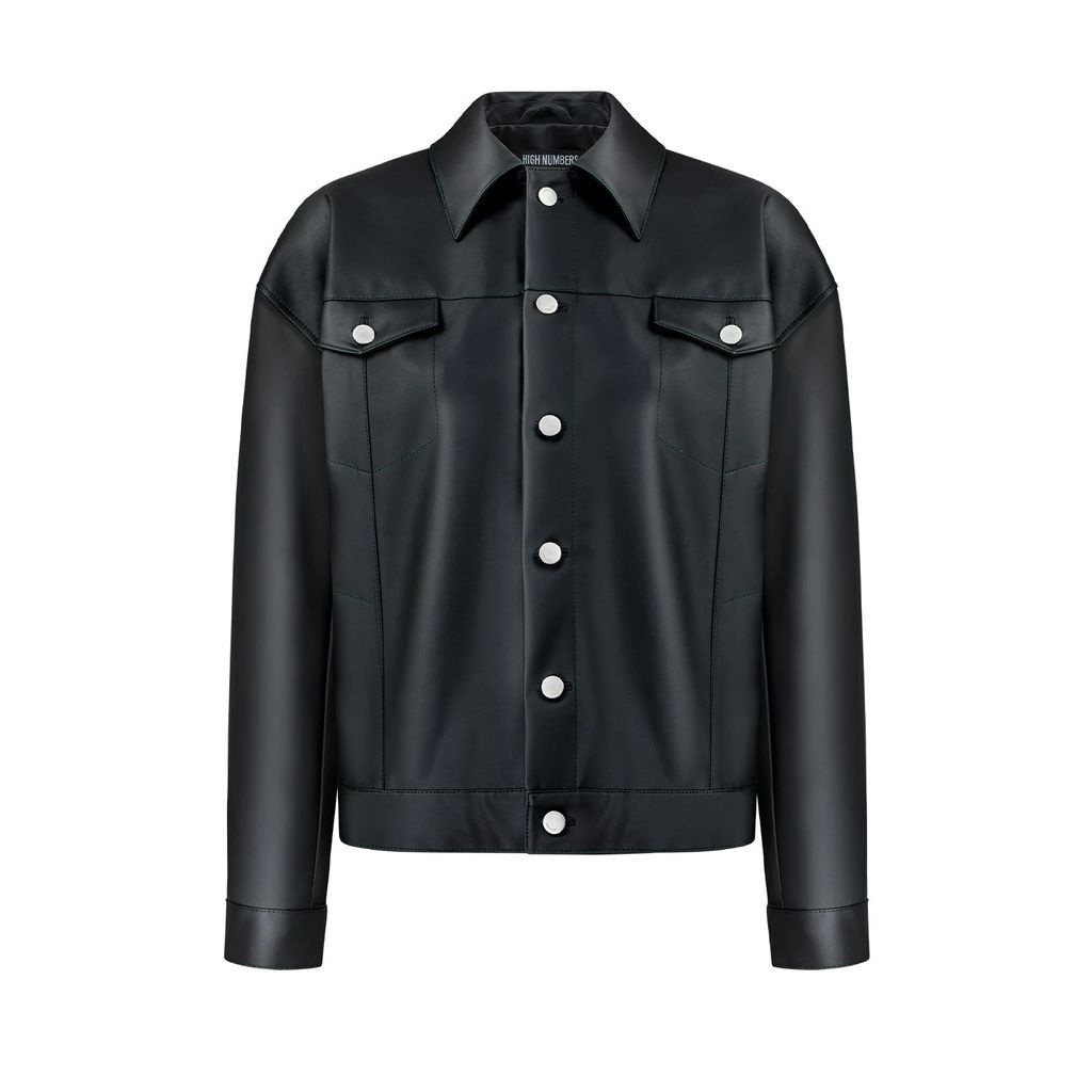 High Numbers - Oversized Cactus Vegan Leather Jacket In Black