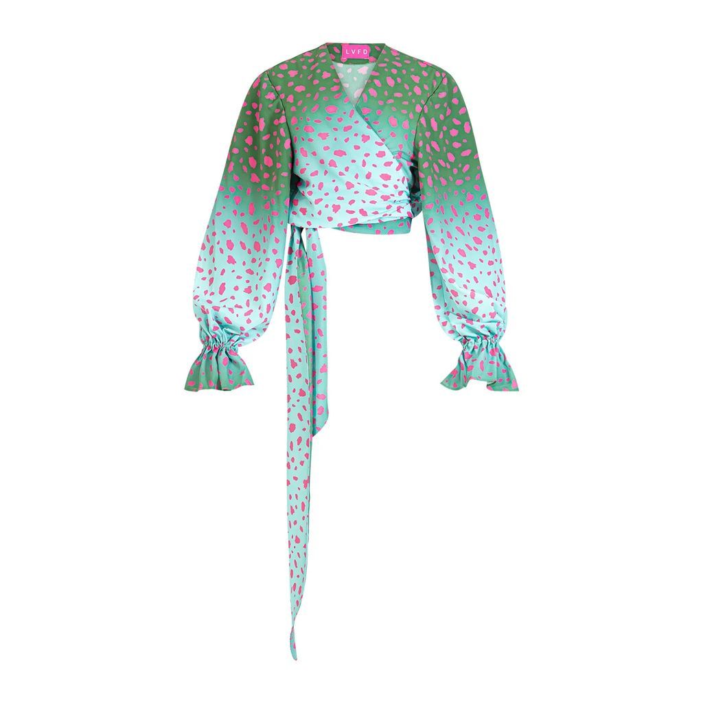 LVFD London - Wrap Blouse Pink/Green Animal Print