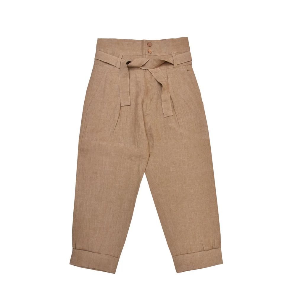 LaneFortyfive - Pantaloni1 Women'S Trousers - Brown plain linen