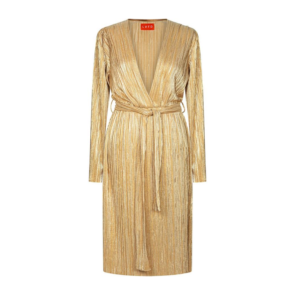 LVFD London - Golden Metallic Pleated Dress
