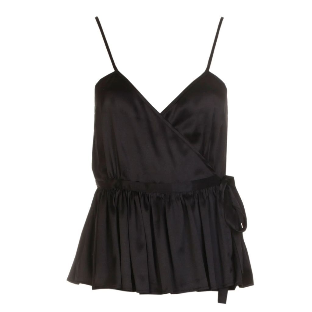Roses Are Red - Odile Silk Wrap Top In Black