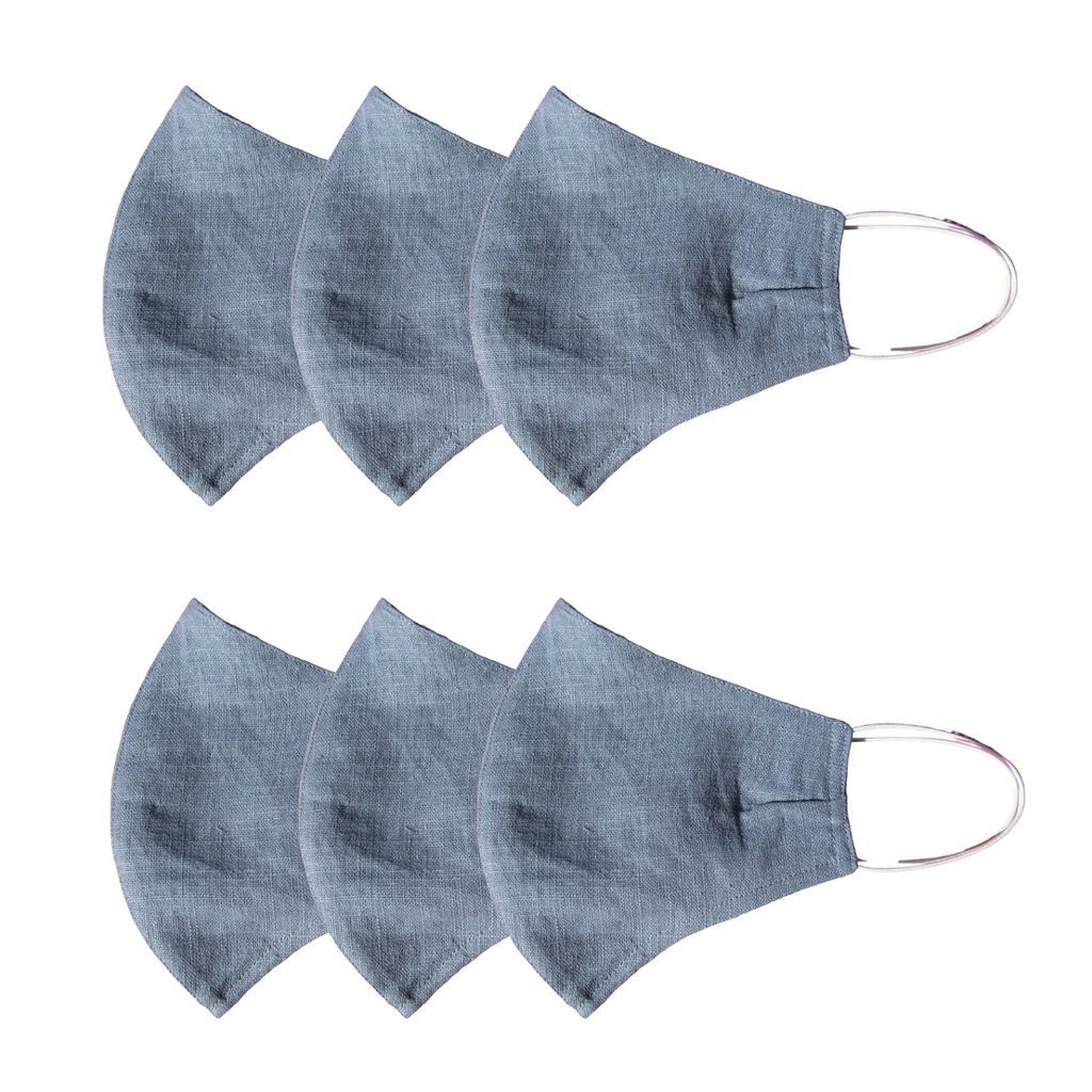 Rumour London - Pack Of 6 Linen Protective Cloth Mask In Blue