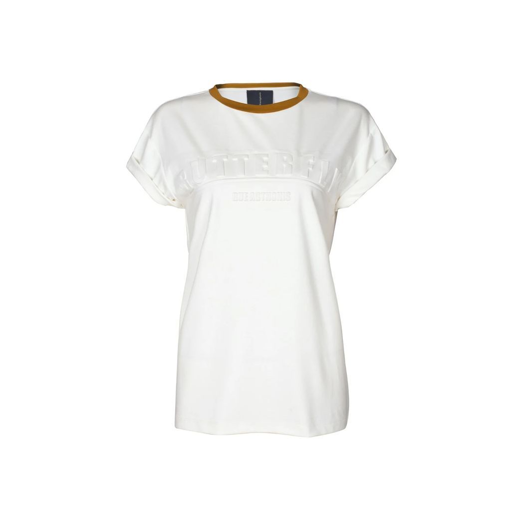 RUE AGTHONIS - White Letter Print T-Shirt