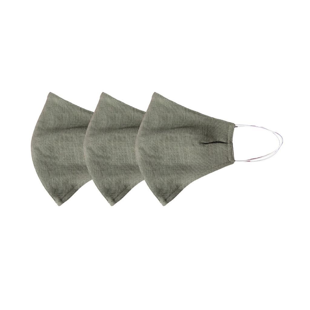 Rumour London - Pack Of 3 Linen Protective Cloth Mask In Green