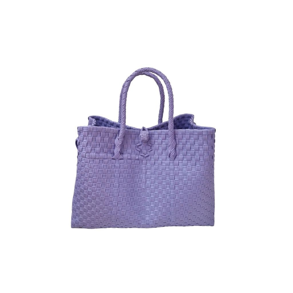 Pink Haley - Lola Recycled Plastic Woven Tote Large In Lavender