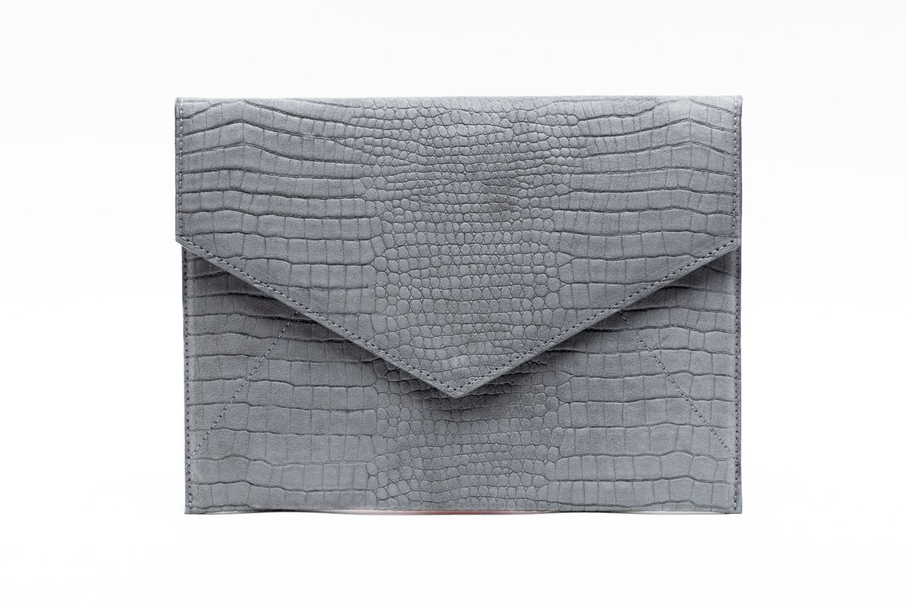Primo Luxe - Vesper Envelope Clutch - Grey Alligator Embossed