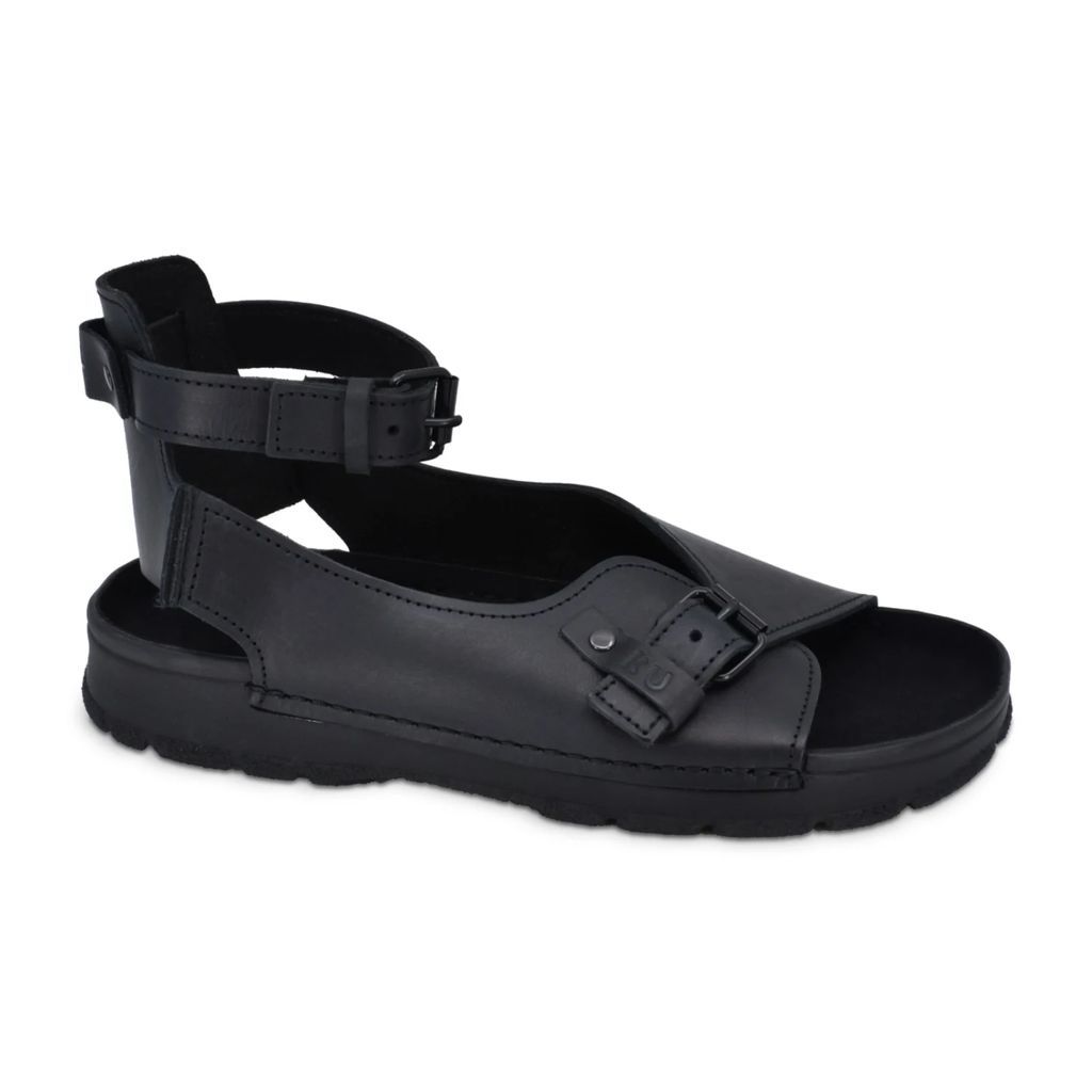 TOKU - Athens Flat Leather Sandals - Black