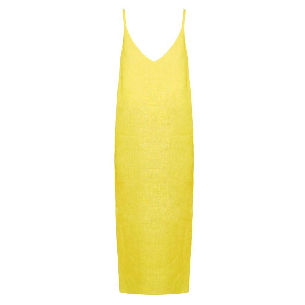 unlined - Hani Linen Midi Slip Dress In Lemon Yellow