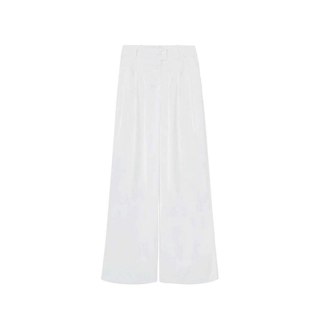 A LINE - Wide Leg Pleated Cotton Trousers