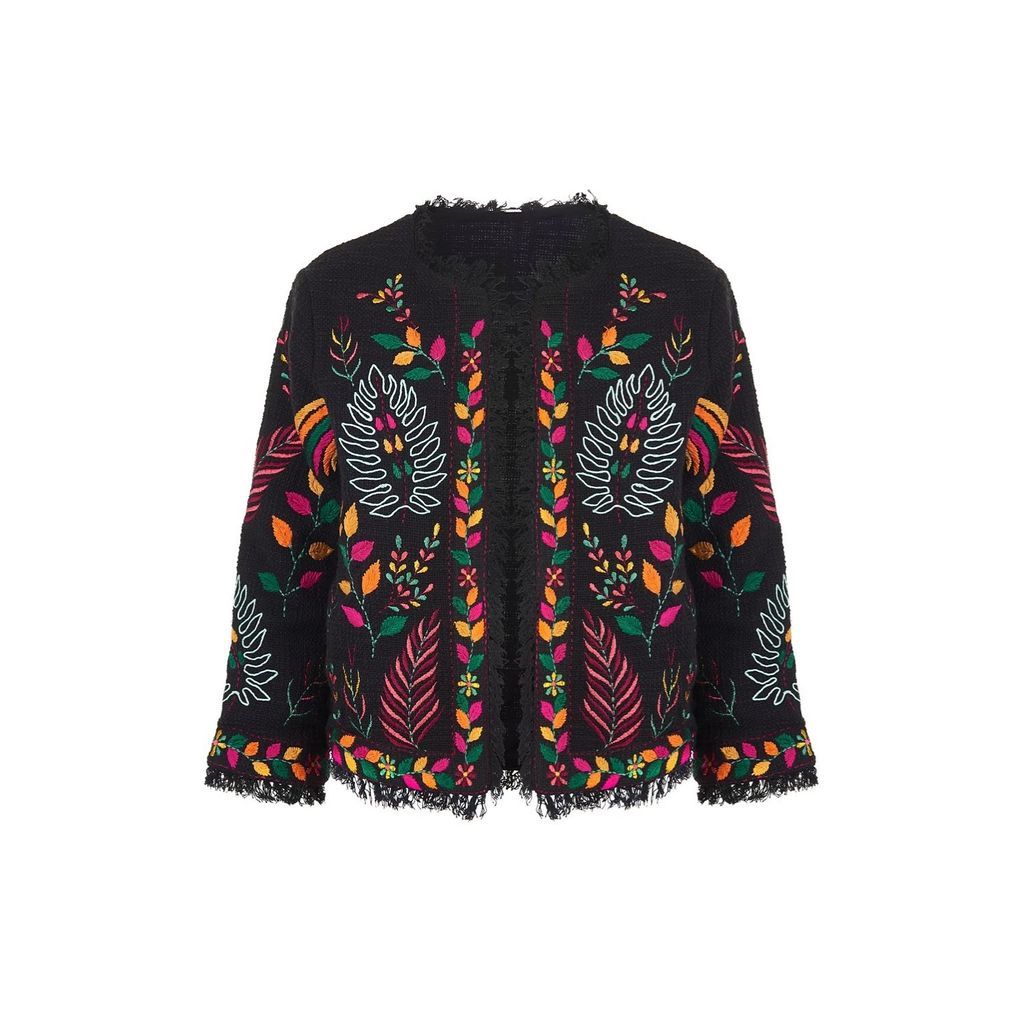 At Last. - Cotton Embroidered Jacket in Black