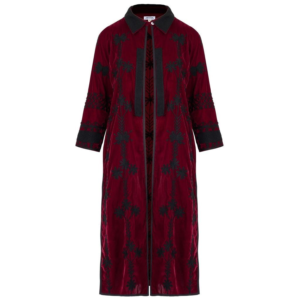 Antra Designs - Suki Burgundy Velvet Coat Dress