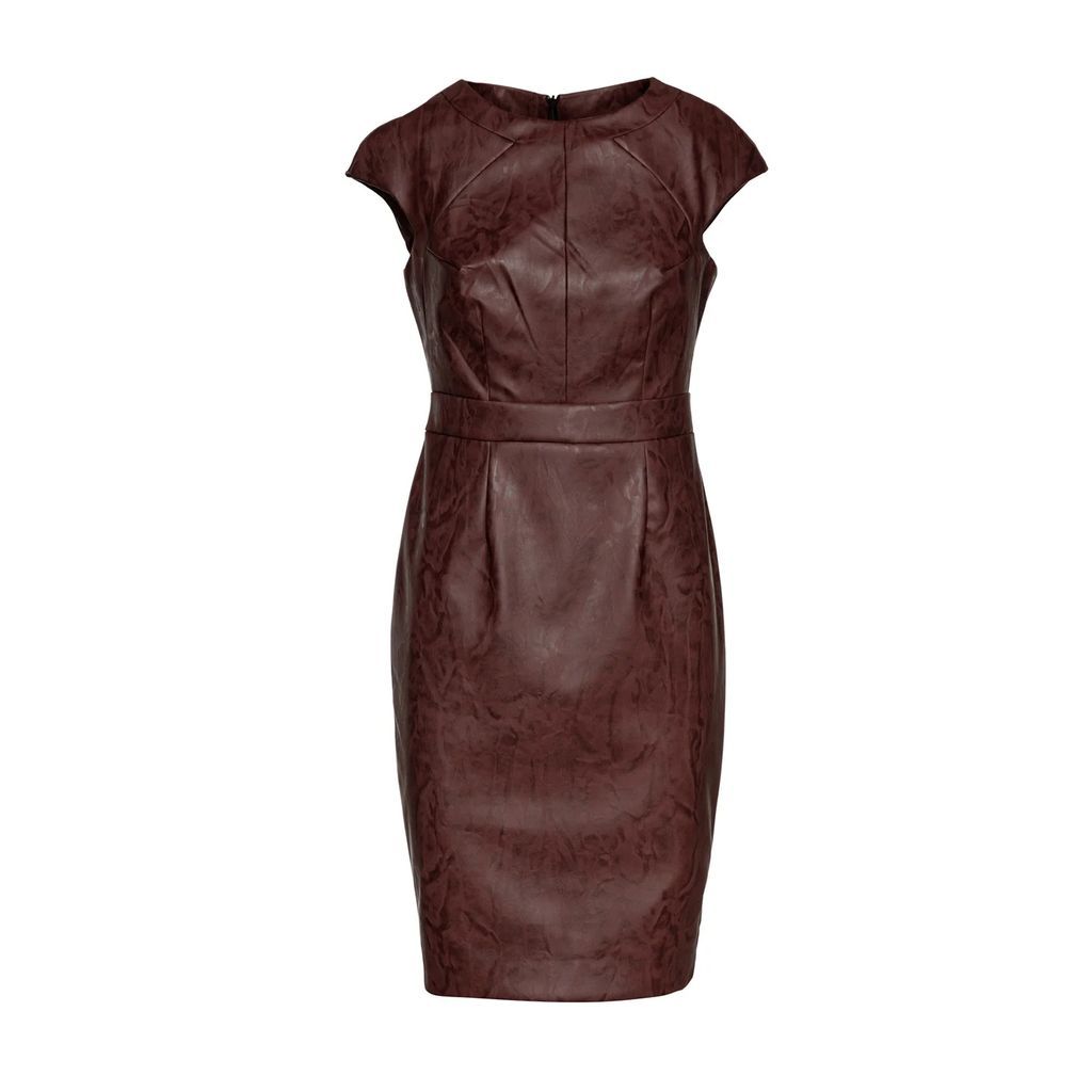 Conquista - Chocolate Brown Faux Leather Dress Woven
