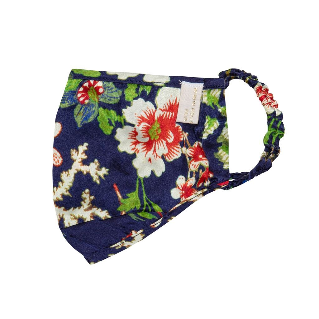 Holistic Silk - Pure Mulberry Silk Face Mask - Navy Floral